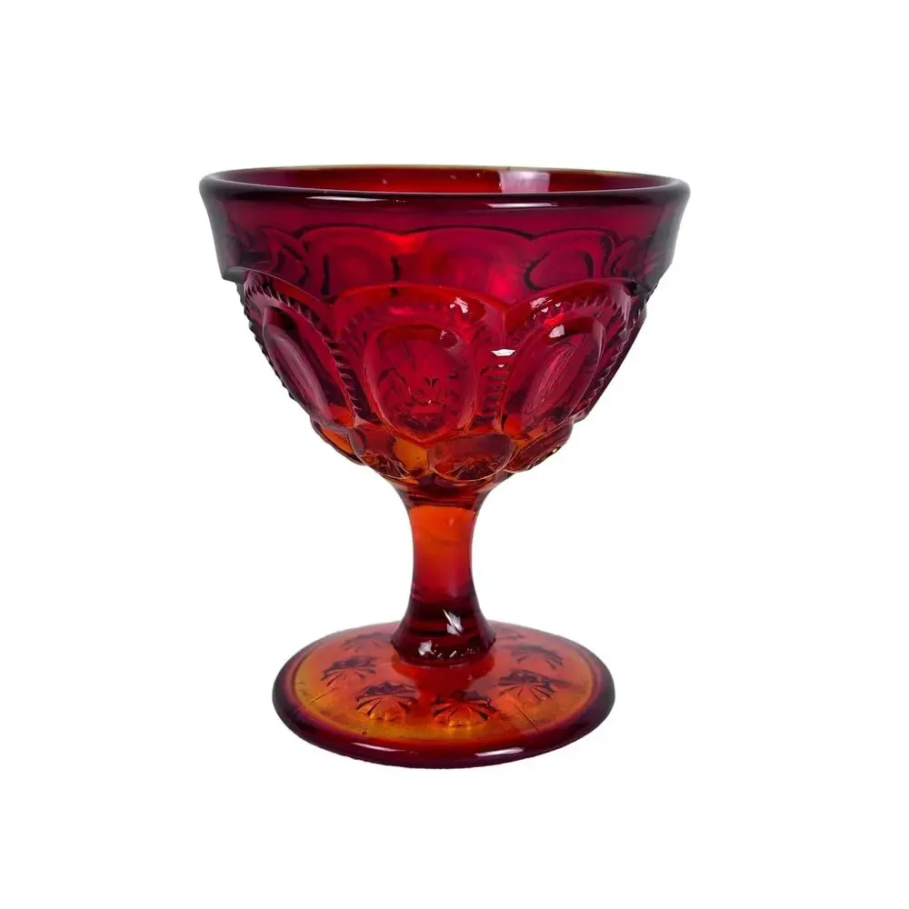 LE Smith Glass Heritage Moon & Stars  Amberina Dessert Sherbert Dish VG Vintage